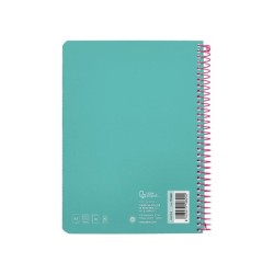 Cuaderno espiral liderpapel din a5 witty tapa dura 80h 90gr cuadro 4mm con margen color turquesa