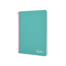 Cuaderno espiral liderpapel din a5 witty tapa dura 80h 90gr cuadro 4mm con margen color turquesa