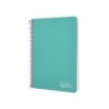 Cuaderno espiral liderpapel din a5 witty tapa dura 80h 90gr cuadro 4mm con margen color turquesa