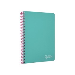 Cuaderno espiral liderpapel din a5 witty tapa dura 80h 90gr cuadro 4mm con margen color turquesa