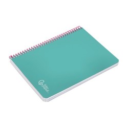 Cuaderno espiral liderpapel din a5 witty tapa dura 80h 90gr cuadro 4mm con margen color turquesa