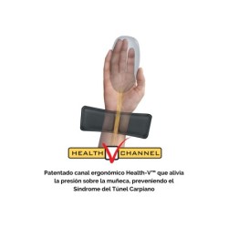 Alfombrilla para raton fellowes canal health-v negra con reposamuñecas de gel 222x209,6x251 mm