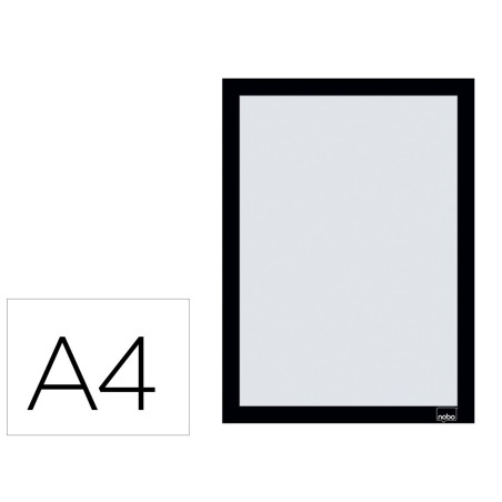 Marco porta anuncios nobo din a4 marco magnetico autoadhesivo color negro pack de 2 unidades