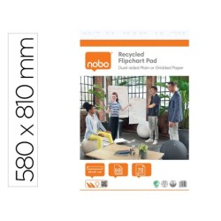 Bloc congreso nobo papel reciclado cuadriculado/liso 580x810 mm 50 hojas 70 g/m2 pack de 2 unidades