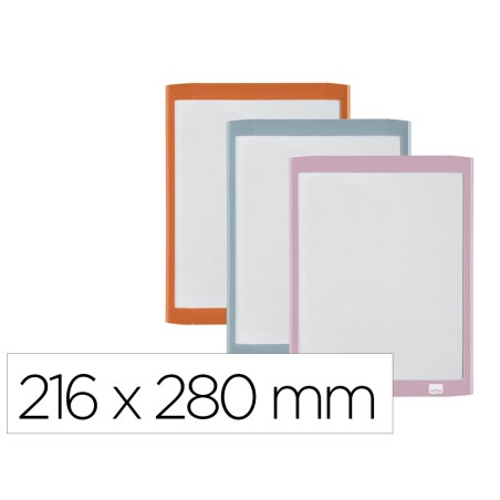 Pizarra blanca nobo magnetica con borrador iman y rotulador marco colores pastel surtidos 216x280 mm