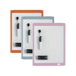 Pizarra blanca nobo magnetica con borrador iman y rotulador marco colores pastel surtidos 216x280 mm