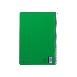 Cuaderno espiral liderpapel din a4 smart tapa blanda 80h 75gr cuadro 4mm con margen color verde