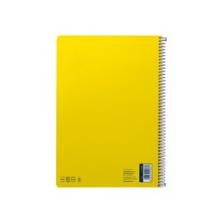 Cuaderno espiral liderpapel din a4 smart tapa blanda 80h 75gr cuadro 4mm con margen color amarillo