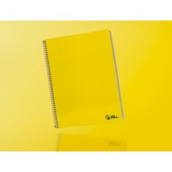 Cuaderno espiral liderpapel din a4 smart tapa blanda 80h 75gr cuadro 4mm con margen color amarillo