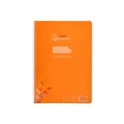 Cuaderno espiral liderpapel din a4 pautaguia tapa plastico80h 90gr cuadro pautado 4mm con margen color naranja