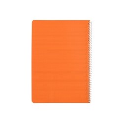 Cuaderno espiral liderpapel din a4 pautaguia tapa plastico80h 90gr cuadro pautado 4mm con margen color naranja