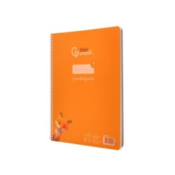 Cuaderno espiral liderpapel din a4 pautaguia tapa plastico80h 90gr cuadro pautado 4mm con margen color naranja