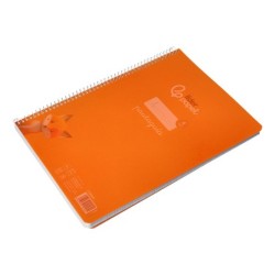 Cuaderno espiral liderpapel din a4 pautaguia tapa plastico80h 90gr cuadro pautado 4mm con margen color naranja