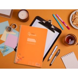 Cuaderno espiral liderpapel din a4 pautaguia tapa plastico80h 90gr cuadro pautado 4mm con margen color naranja