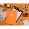 Cuaderno espiral liderpapel din a4 pautaguia tapa plastico80h 90gr cuadro pautado 4mm con margen color naranja