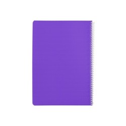 Cuaderno espiral liderpapel din a4 pautaguia tapa plastico80h 90gr cuadro pautado 4mm con margen color lila