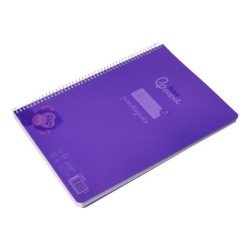 Cuaderno espiral liderpapel din a4 pautaguia tapa plastico80h 90gr cuadro pautado 4mm con margen color lila
