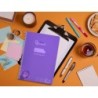 Cuaderno espiral liderpapel din a4 pautaguia tapa plastico80h 90gr cuadro pautado 4mm con margen color lila