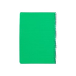 Cuaderno espiral liderpapel din a4 pautaguia tapa plastico80h 90gr cuadro pautado 4mm con margen color verde
