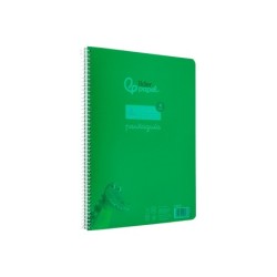Cuaderno espiral liderpapel din a4 pautaguia tapa plastico80h 90gr cuadro pautado 4mm con margen color verde