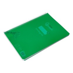 Cuaderno espiral liderpapel din a4 pautaguia tapa plastico80h 90gr cuadro pautado 4mm con margen color verde