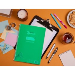 Cuaderno espiral liderpapel din a4 pautaguia tapa plastico80h 90gr cuadro pautado 4mm con margen color verde