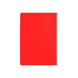 Cuaderno espiral liderpapel din a4 pautaguia tapa plastico80h 90gr cuadro pautado 4mm con margen color rojo
