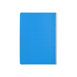 Cuaderno espiral liderpapel din a4 pautaguia tapa plastico80h 90gr cuadro pautado 4mm con margen color azul