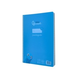Cuaderno espiral liderpapel din a4 pautaguia tapa plastico80h 90gr cuadro pautado 4mm con margen color azul