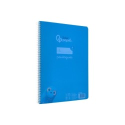 Cuaderno espiral liderpapel din a4 pautaguia tapa plastico80h 90gr cuadro pautado 4mm con margen color azul