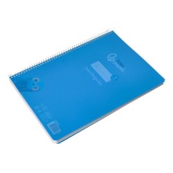 Cuaderno espiral liderpapel din a4 pautaguia tapa plastico80h 90gr cuadro pautado 4mm con margen color azul