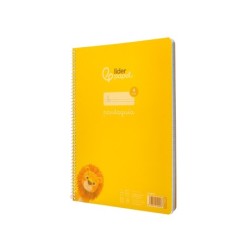 Cuaderno espiral liderpapel din a4 pautaguia tapa plastico80h 90gr cuadro pautado 4mm con margen color amarillo