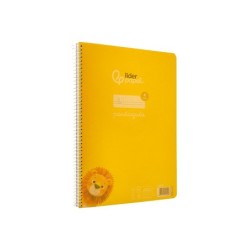 Cuaderno espiral liderpapel din a4 pautaguia tapa plastico80h 90gr cuadro pautado 4mm con margen color amarillo