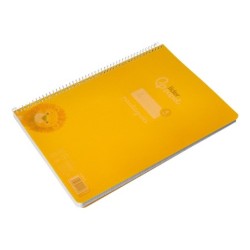 Cuaderno espiral liderpapel din a4 pautaguia tapa plastico80h 90gr cuadro pautado 4mm con margen color amarillo