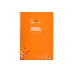 Cuaderno espiral liderpapel din a4 pautaguia tapa plastico80h 90gr cuadro pautado 3mm con margen color naranja