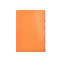 Cuaderno espiral liderpapel din a4 pautaguia tapa plastico80h 90gr cuadro pautado 3mm con margen color naranja