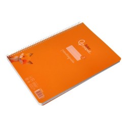 Cuaderno espiral liderpapel din a4 pautaguia tapa plastico80h 90gr cuadro pautado 3mm con margen color naranja
