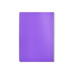 Cuaderno espiral liderpapel din a4 pautaguia tapa plastico 80h 90gr cuadro pautado 3 mm con margen color lila