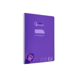 Cuaderno espiral liderpapel din a4 pautaguia tapa plastico 80h 90gr cuadro pautado 3 mm con margen color lila