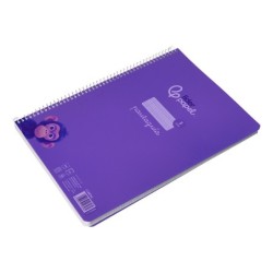Cuaderno espiral liderpapel din a4 pautaguia tapa plastico 80h 90gr cuadro pautado 3 mm con margen color lila