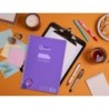 Cuaderno espiral liderpapel din a4 pautaguia tapa plastico 80h 90gr cuadro pautado 3 mm con margen color lila