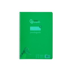 Cuaderno espiral liderpapel din a4 pautaguia tapa plastico 80h 90gr cuadro pautado 3mm con margen color verde