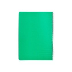 Cuaderno espiral liderpapel din a4 pautaguia tapa plastico 80h 90gr cuadro pautado 3mm con margen color verde