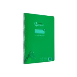 Cuaderno espiral liderpapel din a4 pautaguia tapa plastico 80h 90gr cuadro pautado 3mm con margen color verde