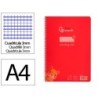 Cuaderno espiral liderpapel din a4 pautaguia tapa plastico80h 90gr cuadro pautado 3mm con margen color rojo