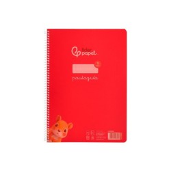 Cuaderno espiral liderpapel din a4 pautaguia tapa plastico80h 90gr cuadro pautado 3mm con margen color rojo