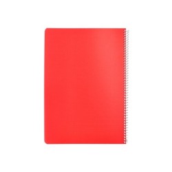Cuaderno espiral liderpapel din a4 pautaguia tapa plastico80h 90gr cuadro pautado 3mm con margen color rojo