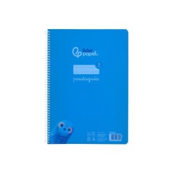 Cuaderno espiral liderpapel din a4 pautaguia tapa plastico 80h 90gr cuadro pautado 3mm con margen color azul