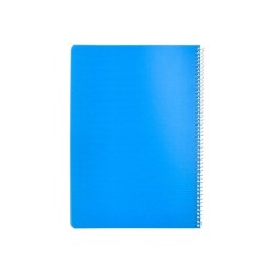 Cuaderno espiral liderpapel din a4 pautaguia tapa plastico 80h 90gr cuadro pautado 3mm con margen color azul