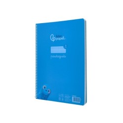 Cuaderno espiral liderpapel din a4 pautaguia tapa plastico 80h 90gr cuadro pautado 3mm con margen color azul